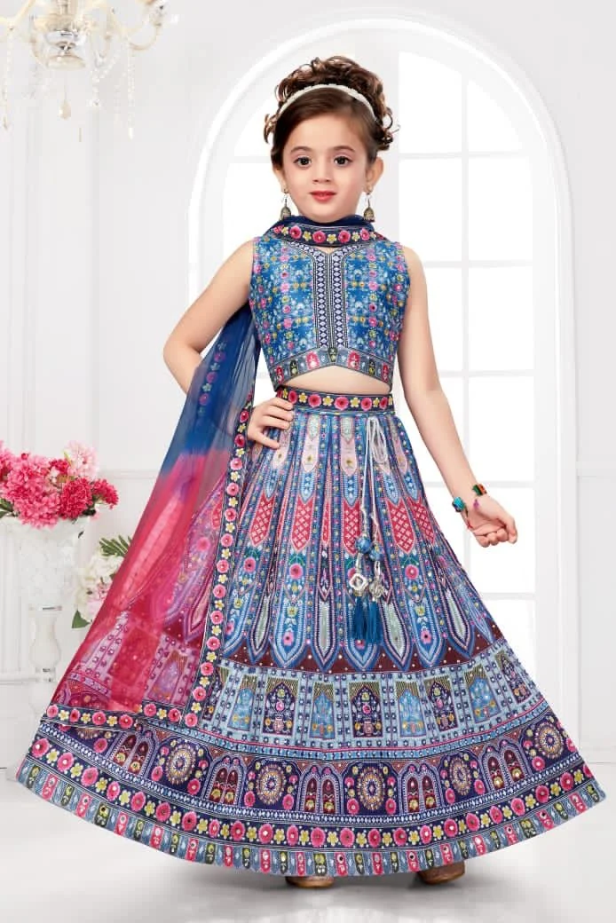 Colorful kids’ Pakistani festive lehenga