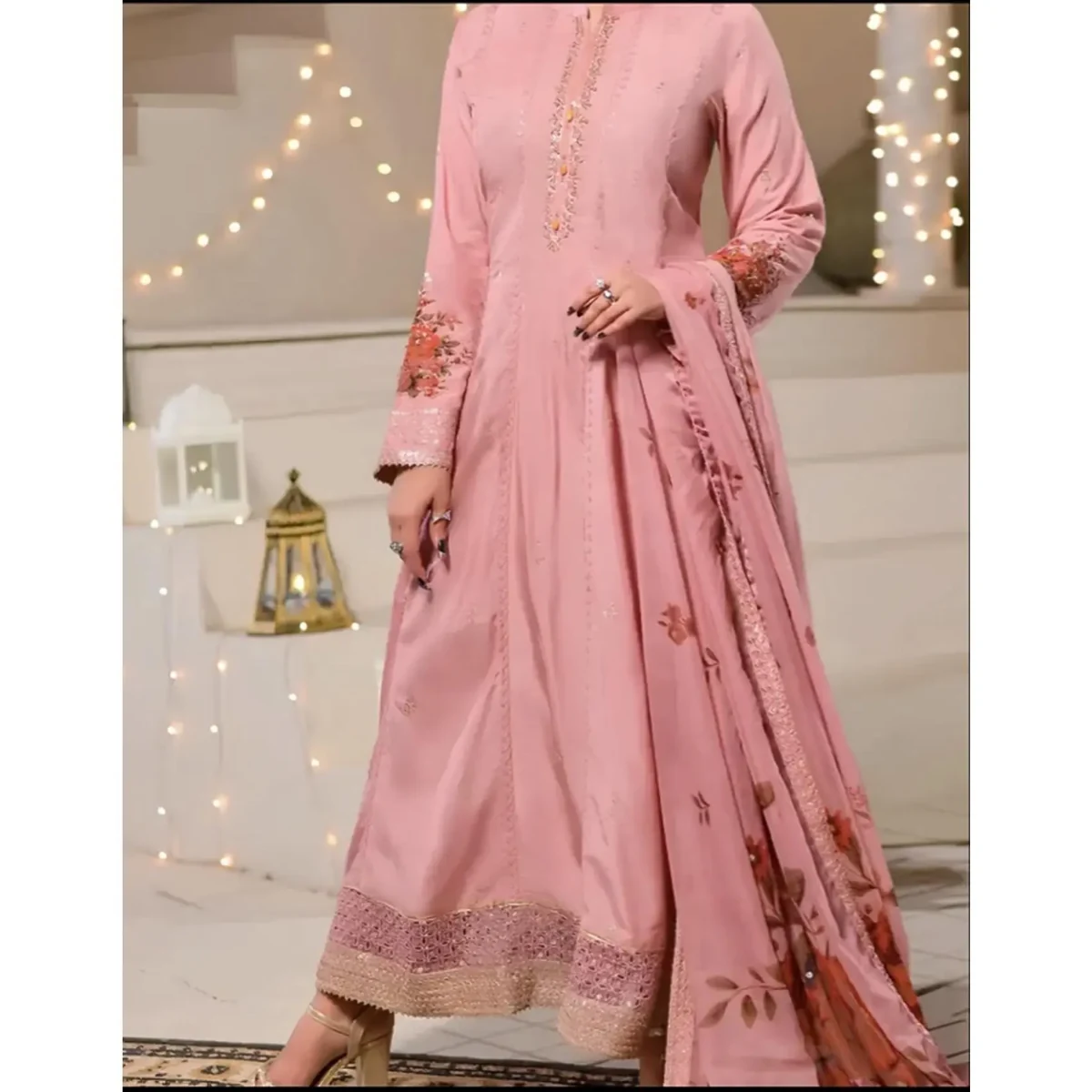 Tea Pink Embroidered Frock
